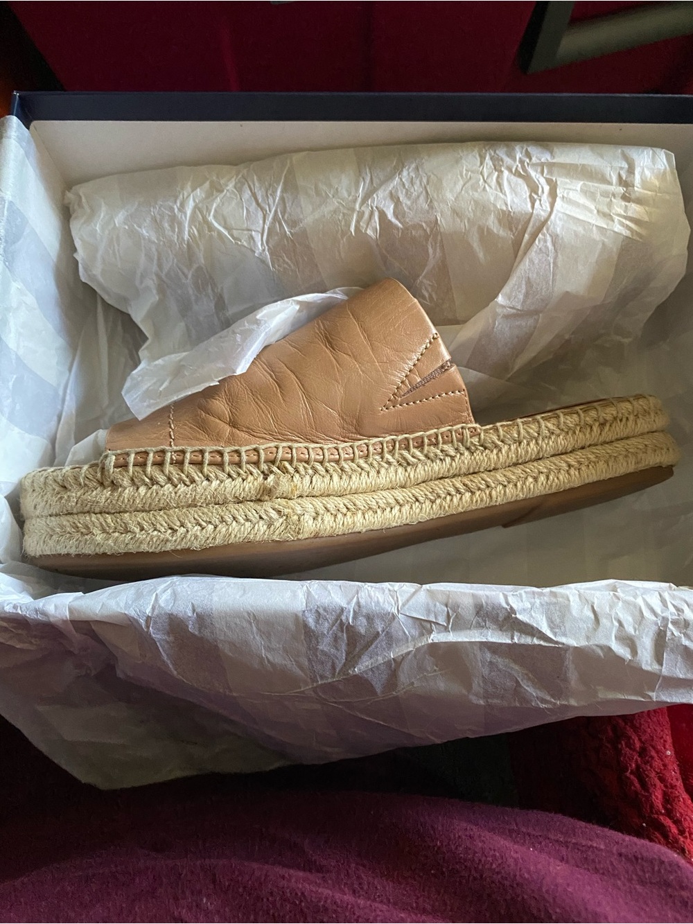 Splendid Tan Leather Espadrille Platform Mule “Thaddeus” little to no wear.